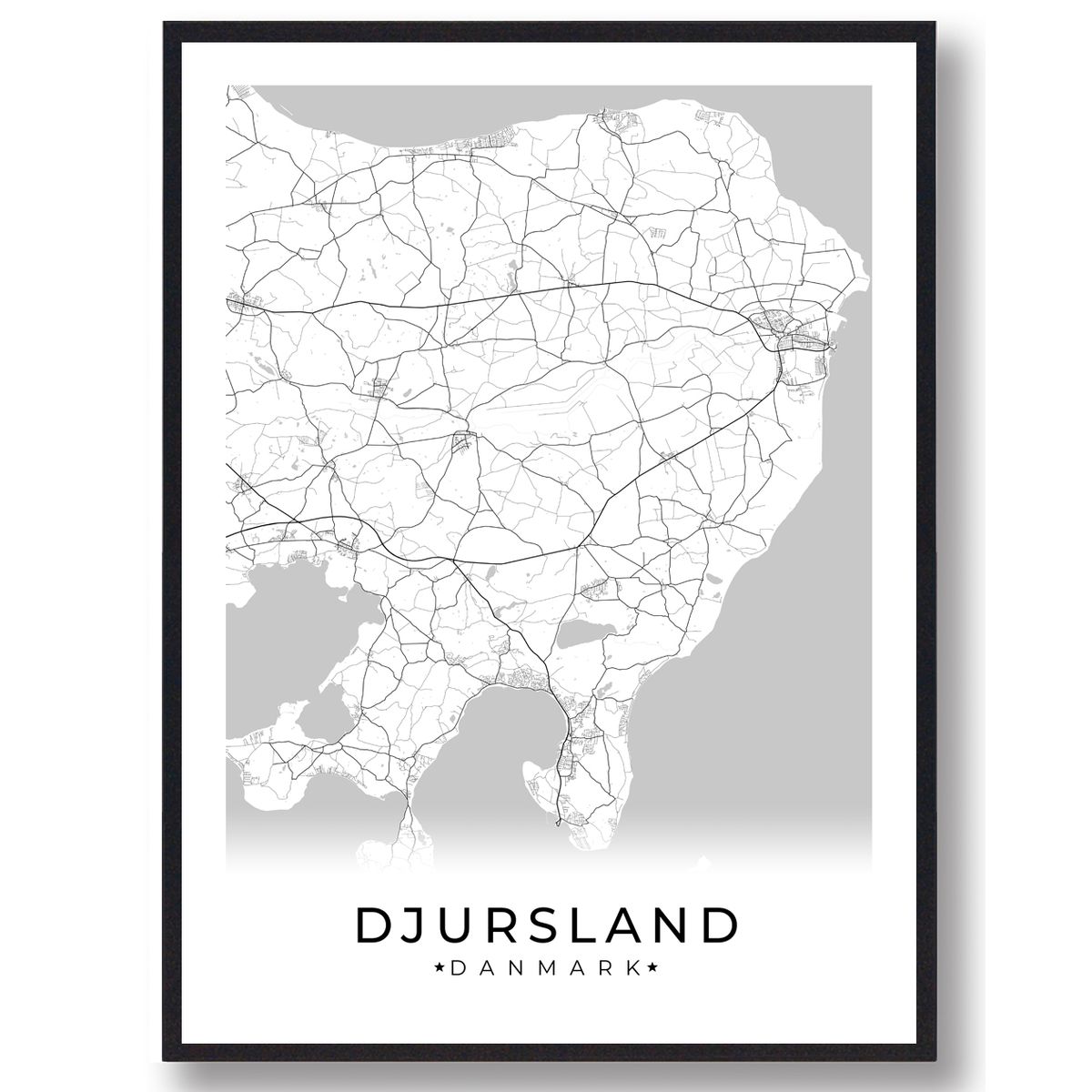 Djursland - hvid plakat (Størrelse: L - 50x70cm (B2))