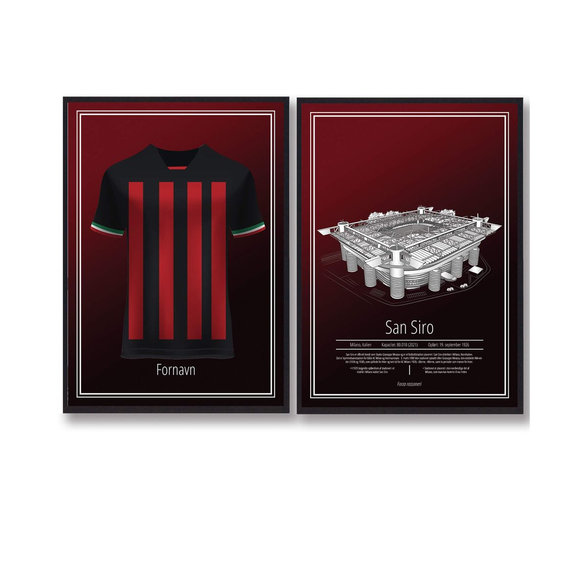 A.C. Milan - Trøje og Stadion plakatsæt (Størrelse: L - 50x70cm (B2))