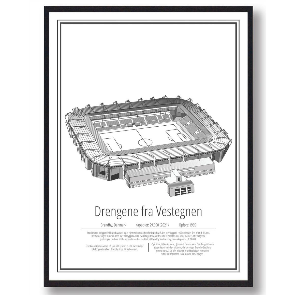 Brøndby stadion plakat (Størrelse: L - 50x70cm (B2))