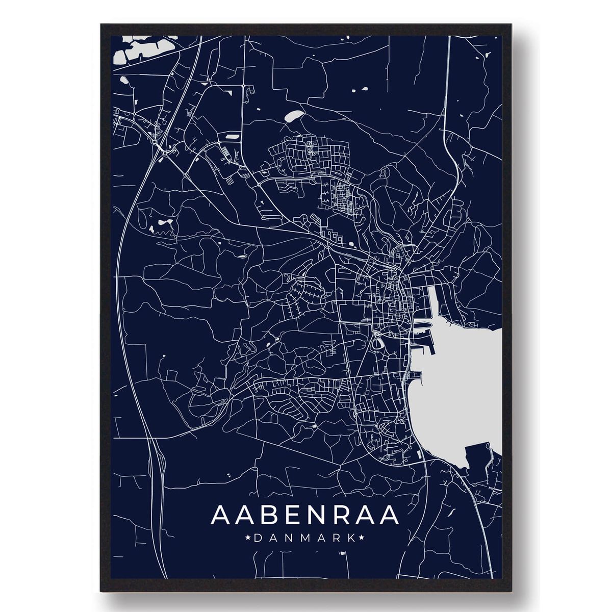 Aabenraa plakat - mørkeblå (Størrelse: L - 50x70cm (B2))