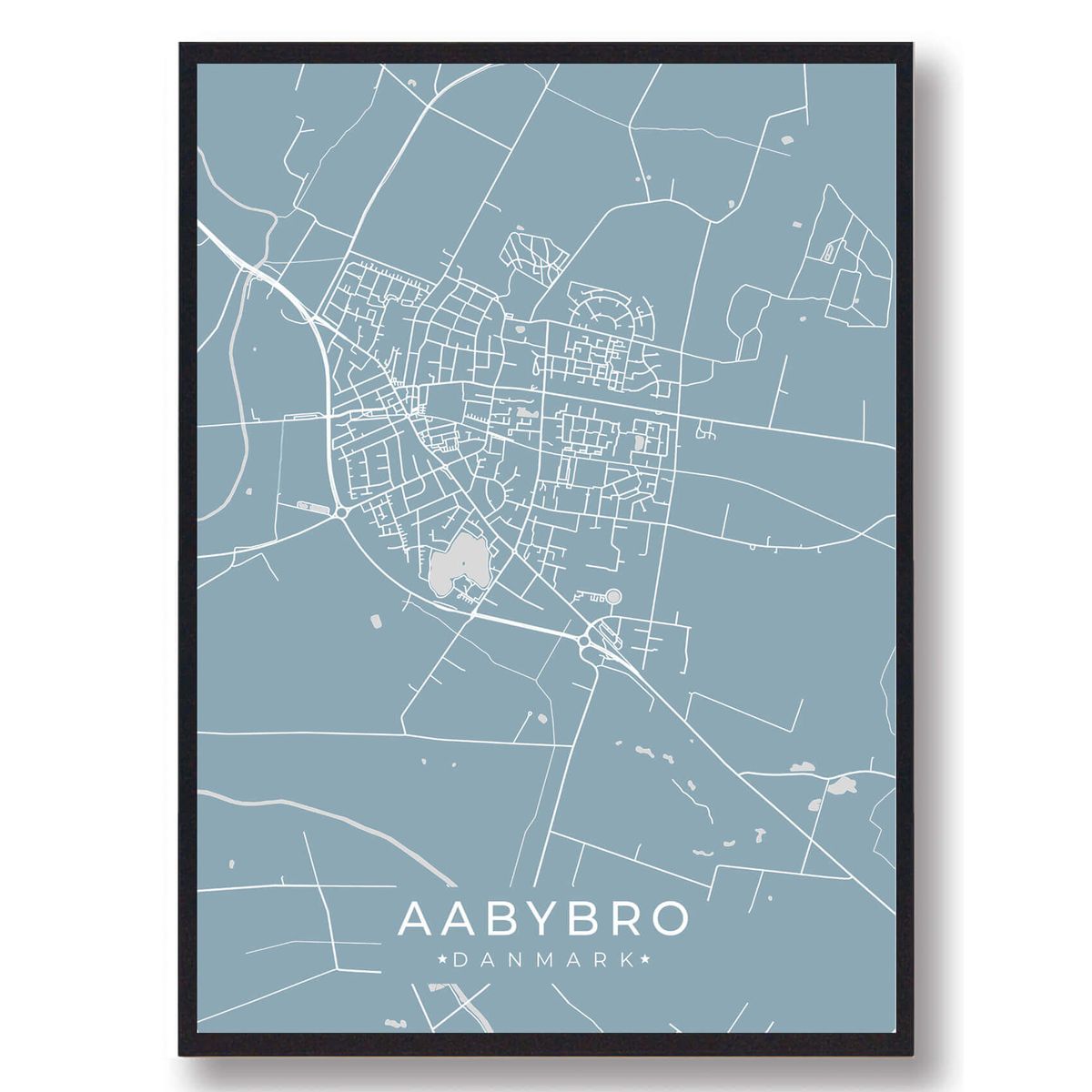 Aabybro plakat - lyseblå (Størrelse: L - 50x70cm (B2))