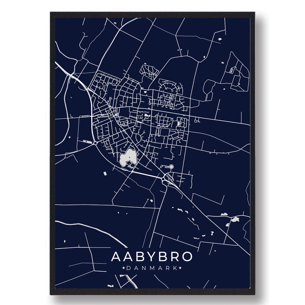 Aabybro plakat - mørkeblå (Størrelse: L - 50x70cm (B2))