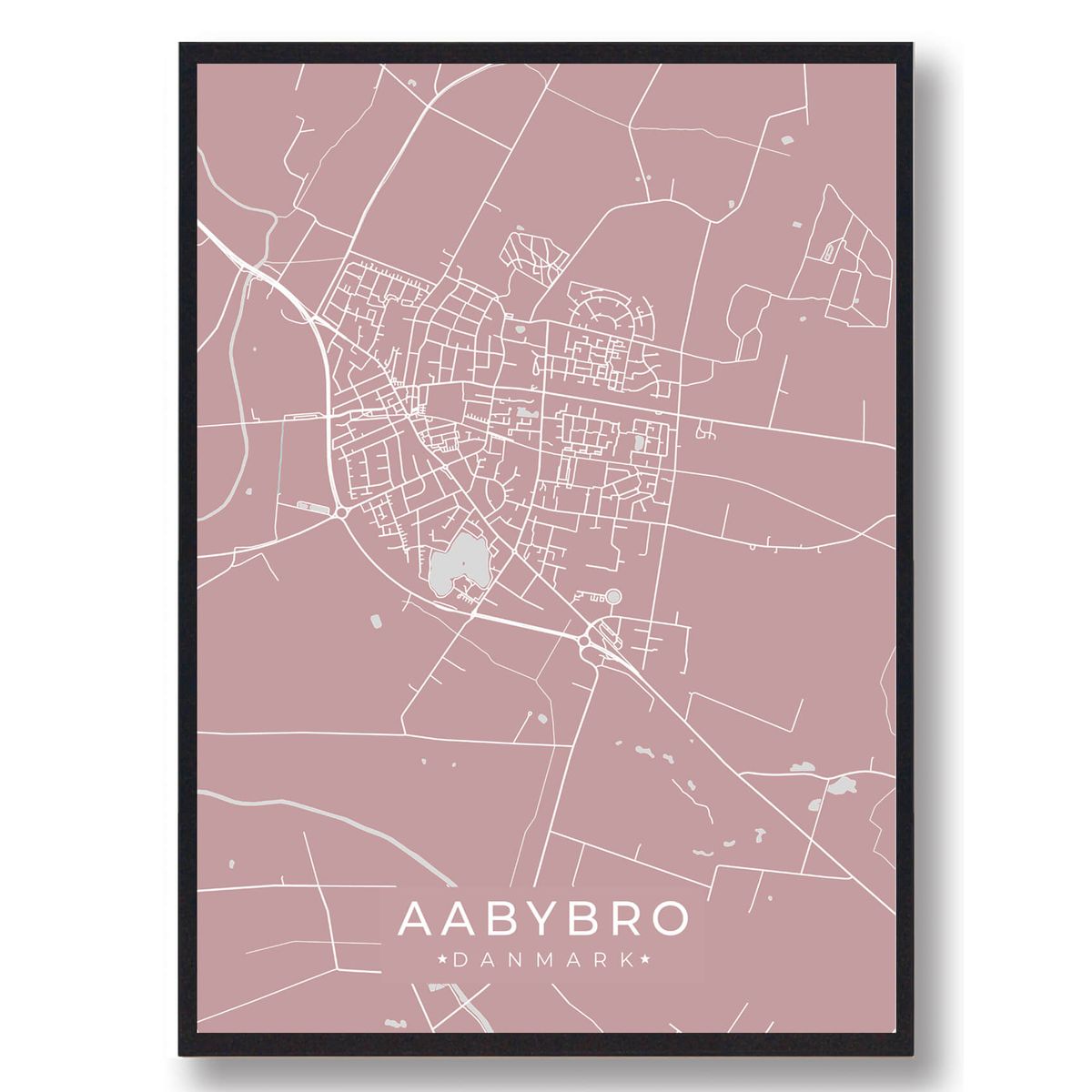 Aabybro plakat - rosa (Størrelse: L - 50x70cm (B2))