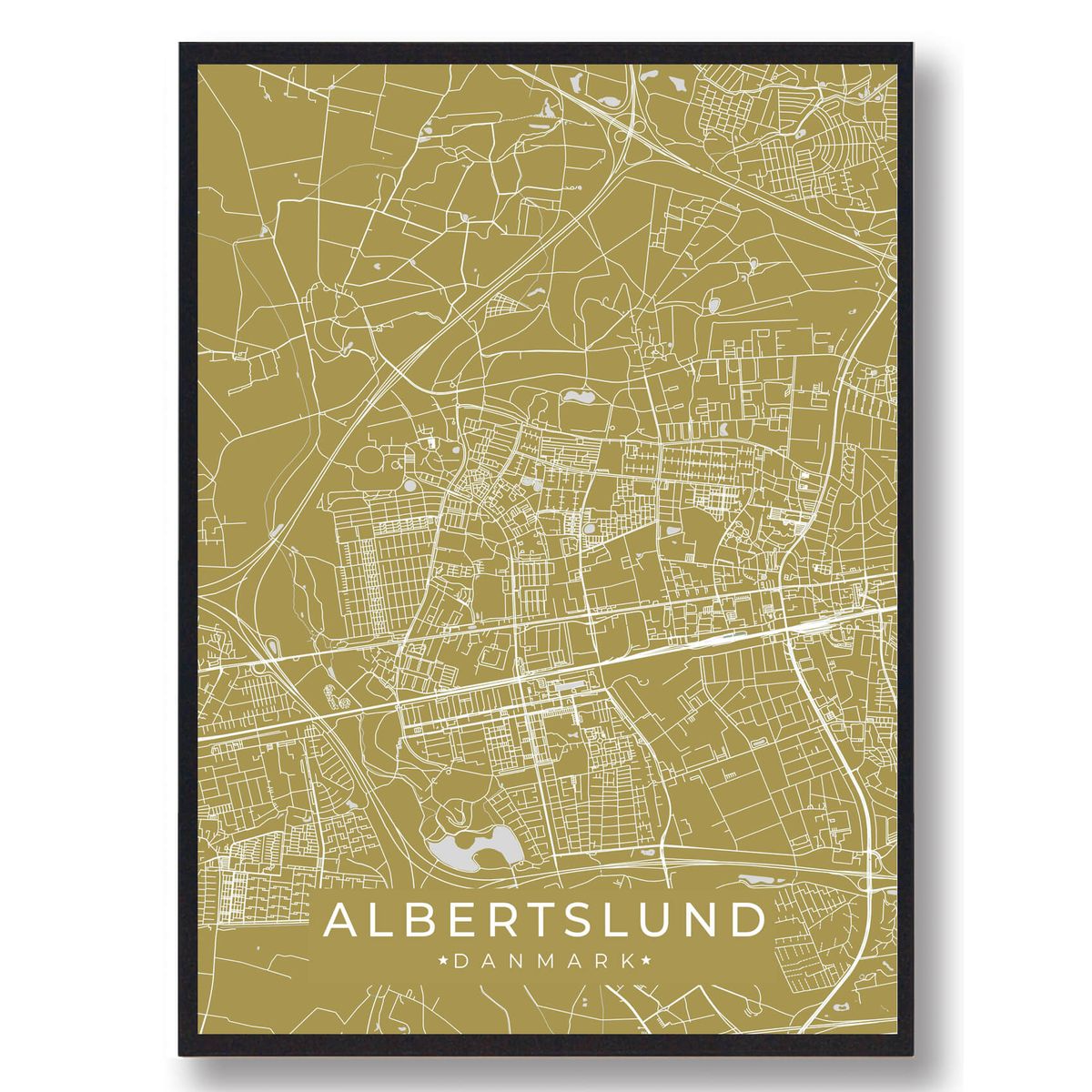 Albertslund plakat - gul (Størrelse: M - 30x40cm)