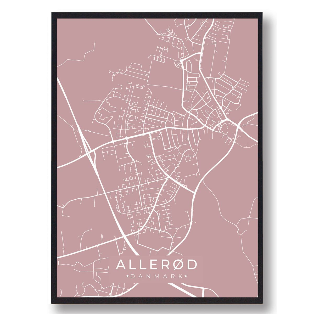 Allerød byplakat - rosa (Størrelse: L - 50x70cm (B2))