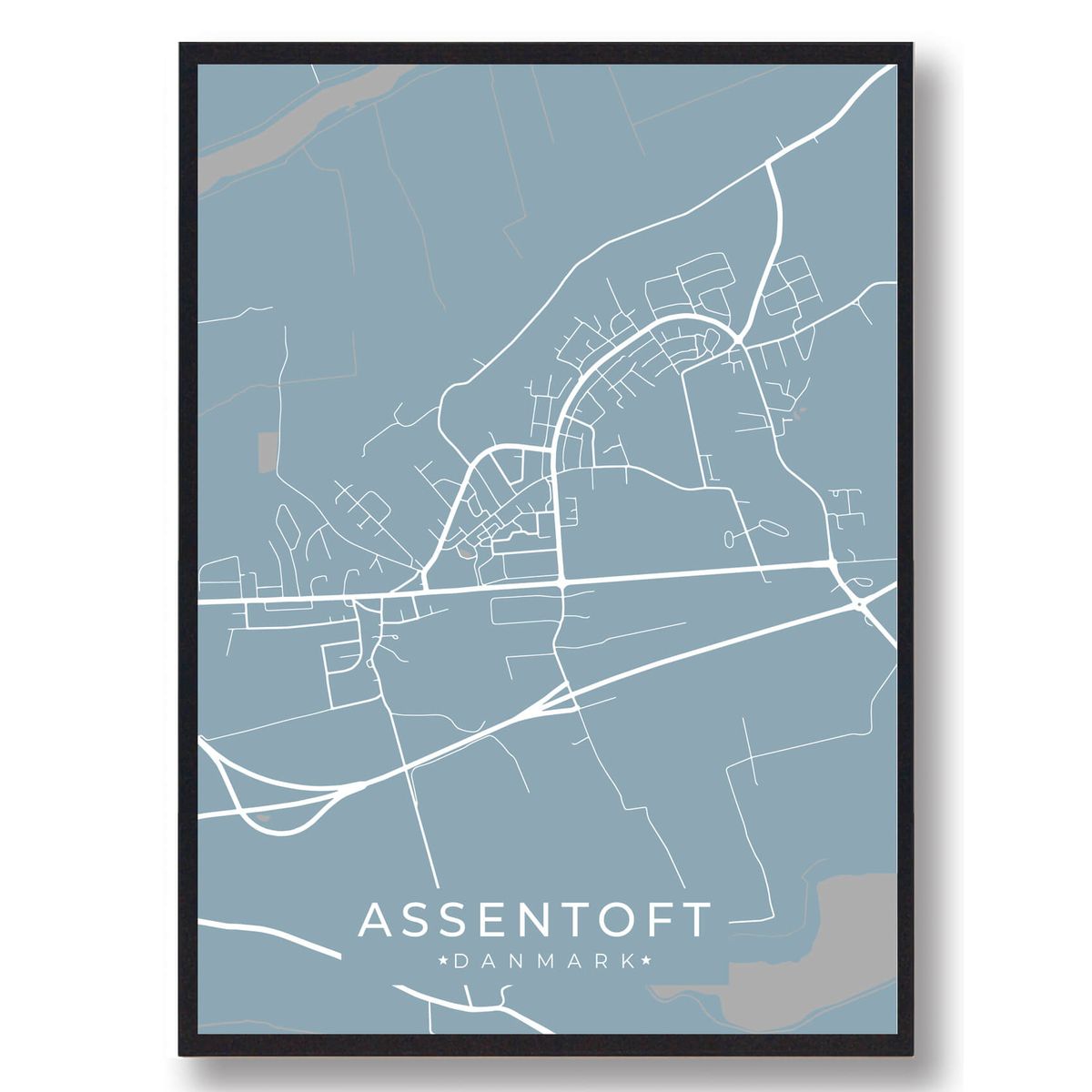 Assentoft plakat - lyseblå (Størrelse: L - 50x70cm (B2))