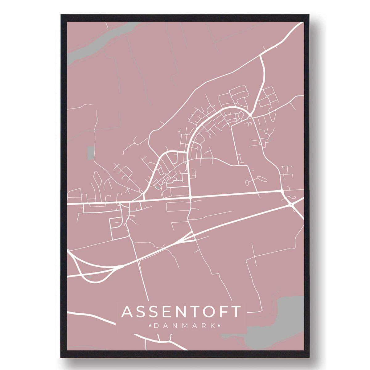 Assentoft plakat - rosa (Størrelse: L - 50x70cm (B2))