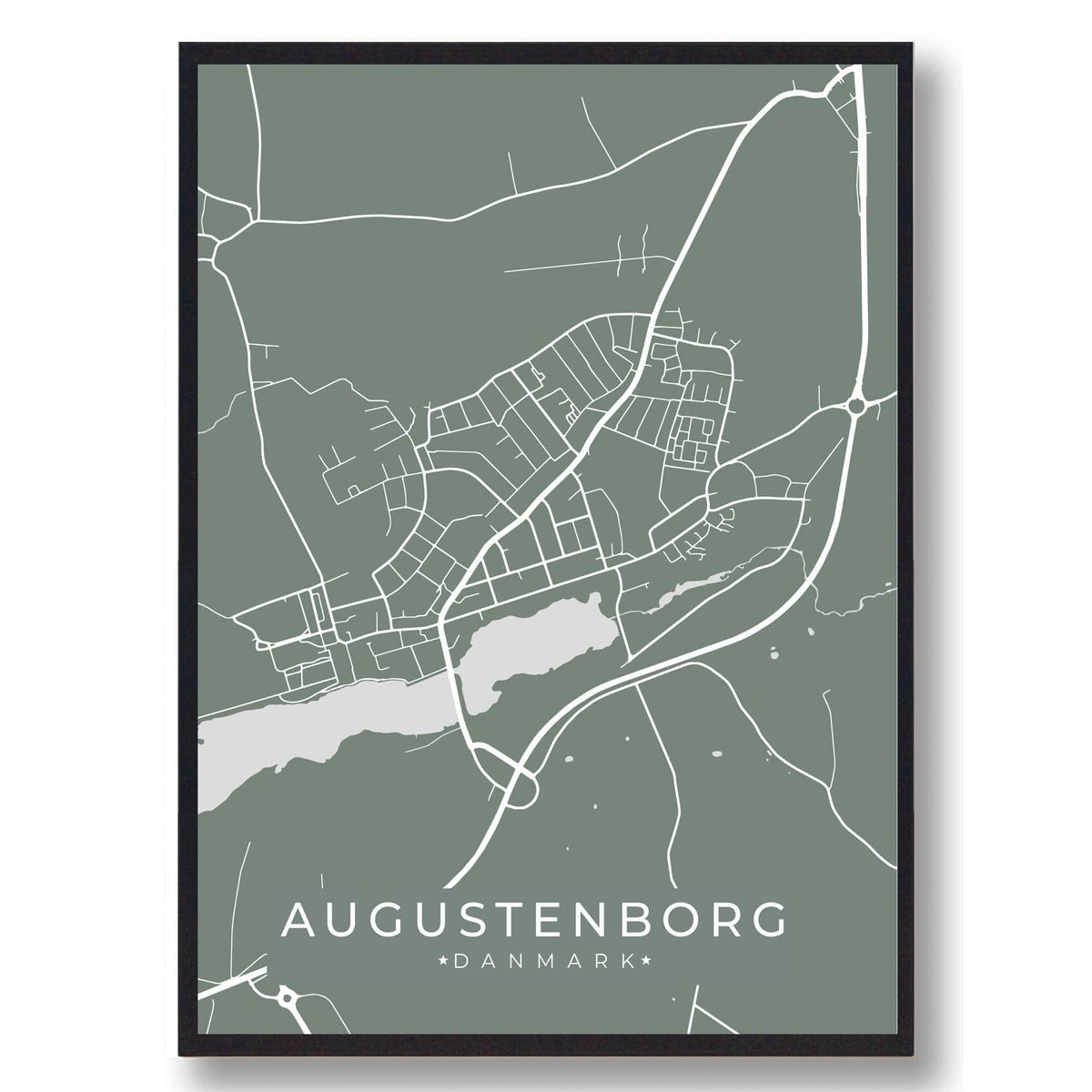 Augustenborg byplakat - grøn (Størrelse: L - 50x70cm (B2))