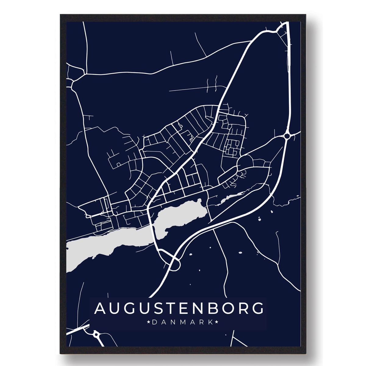 Augustenborg byplakat - mørkeblå (Størrelse: L - 50x70cm (B2))