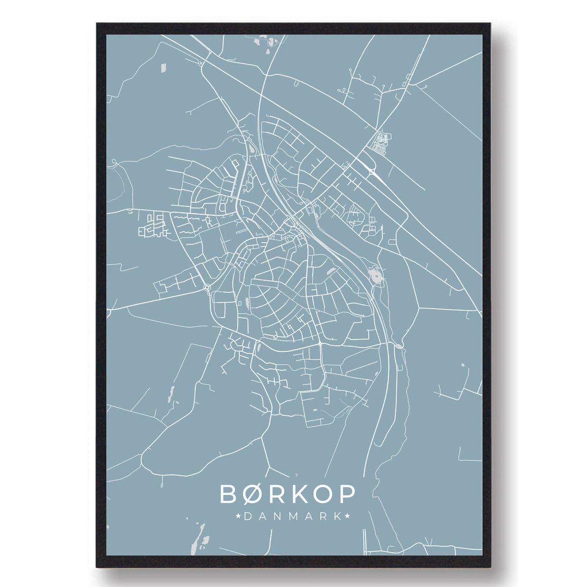 Børkop plakat - lyseblå (Størrelse: L - 50x70cm (B2))