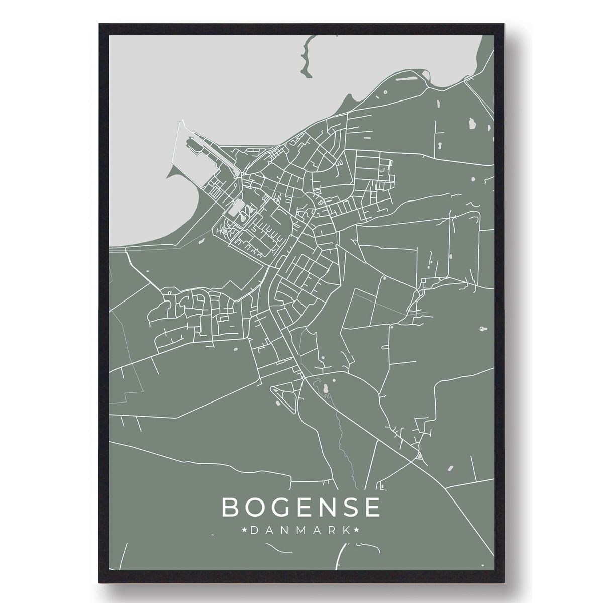 Bogense plakat - grøn (Størrelse: L - 50x70cm (B2))