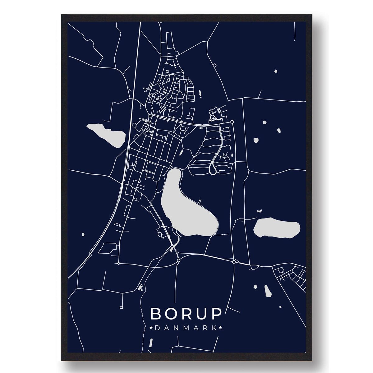 Borup plakat - mørkeblå (Størrelse: L - 50x70cm (B2))