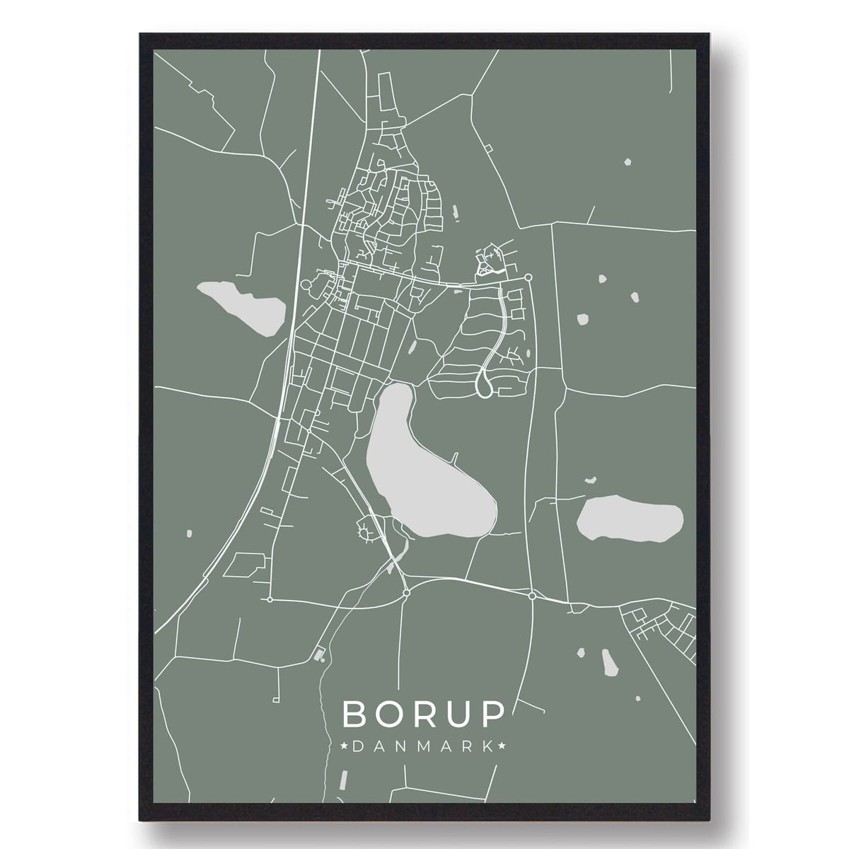 Borup plakat - grøn (Størrelse: L - 50x70cm (B2))