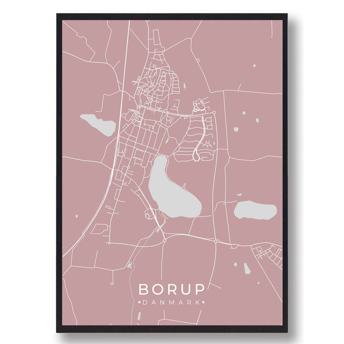 Borup plakat - rosa (Størrelse: L - 50x70cm (B2))