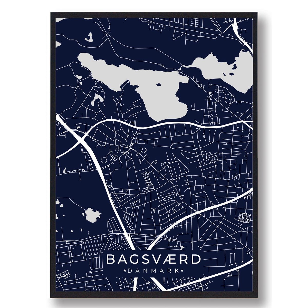 Bagsværd plakat - mørkeblå (Størrelse: L - 50x70cm (B2))