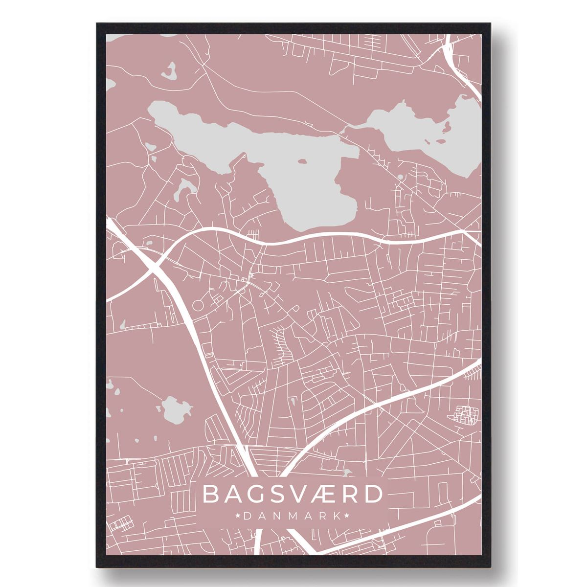 Bagsværd plakat - rosa (Størrelse: L - 50x70cm (B2))