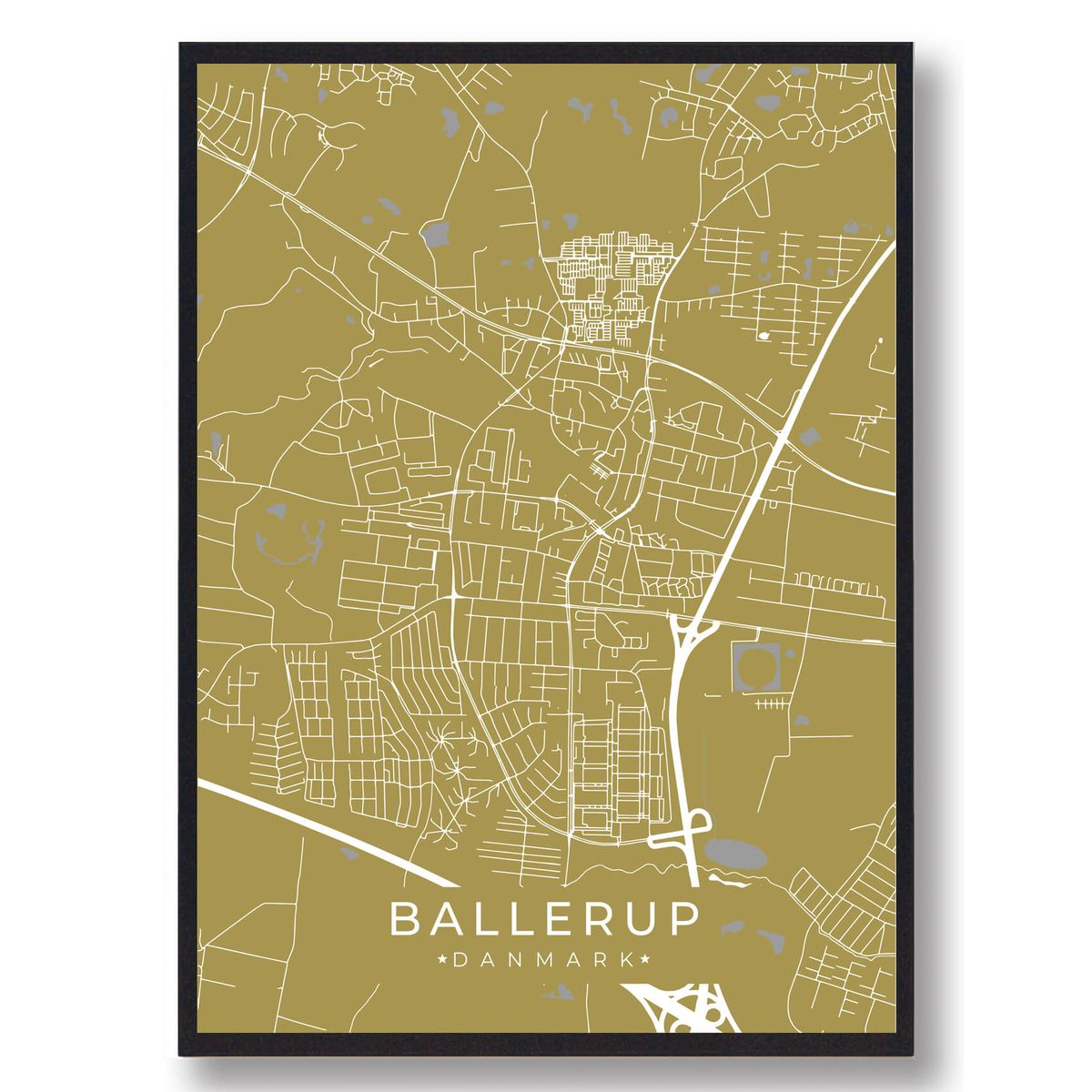 Ballerup plakat - gul (Størrelse: L - 50x70cm (B2))