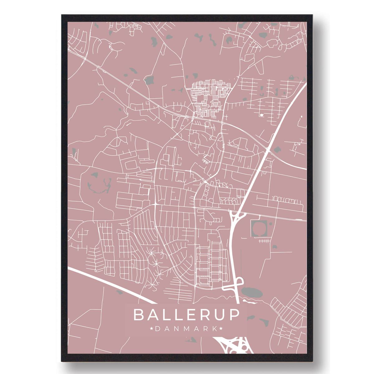 Ballerup plakat - rosa (Størrelse: L - 50x70cm (B2))