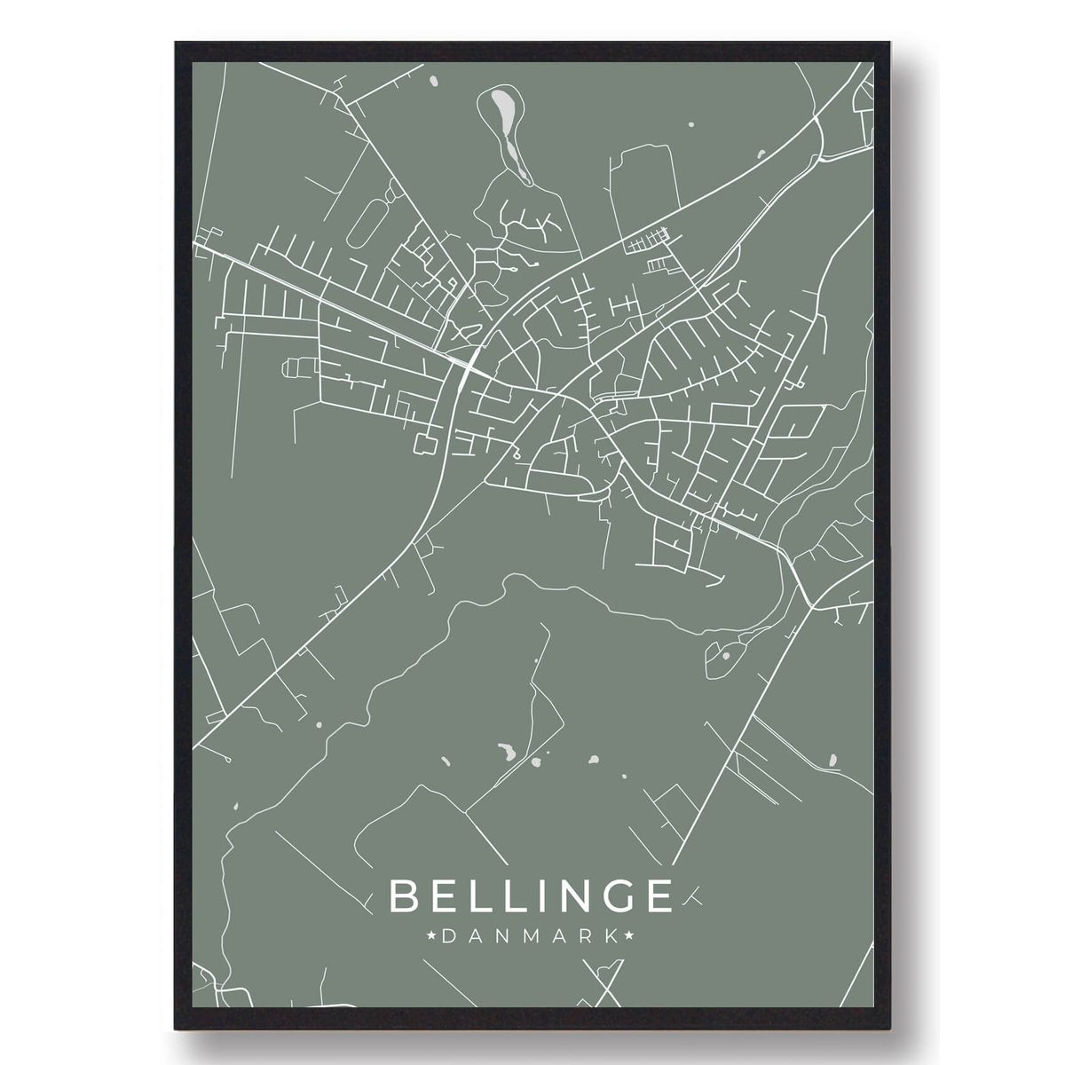 Bellinge plakat - grøn (Størrelse: L - 50x70cm (B2))