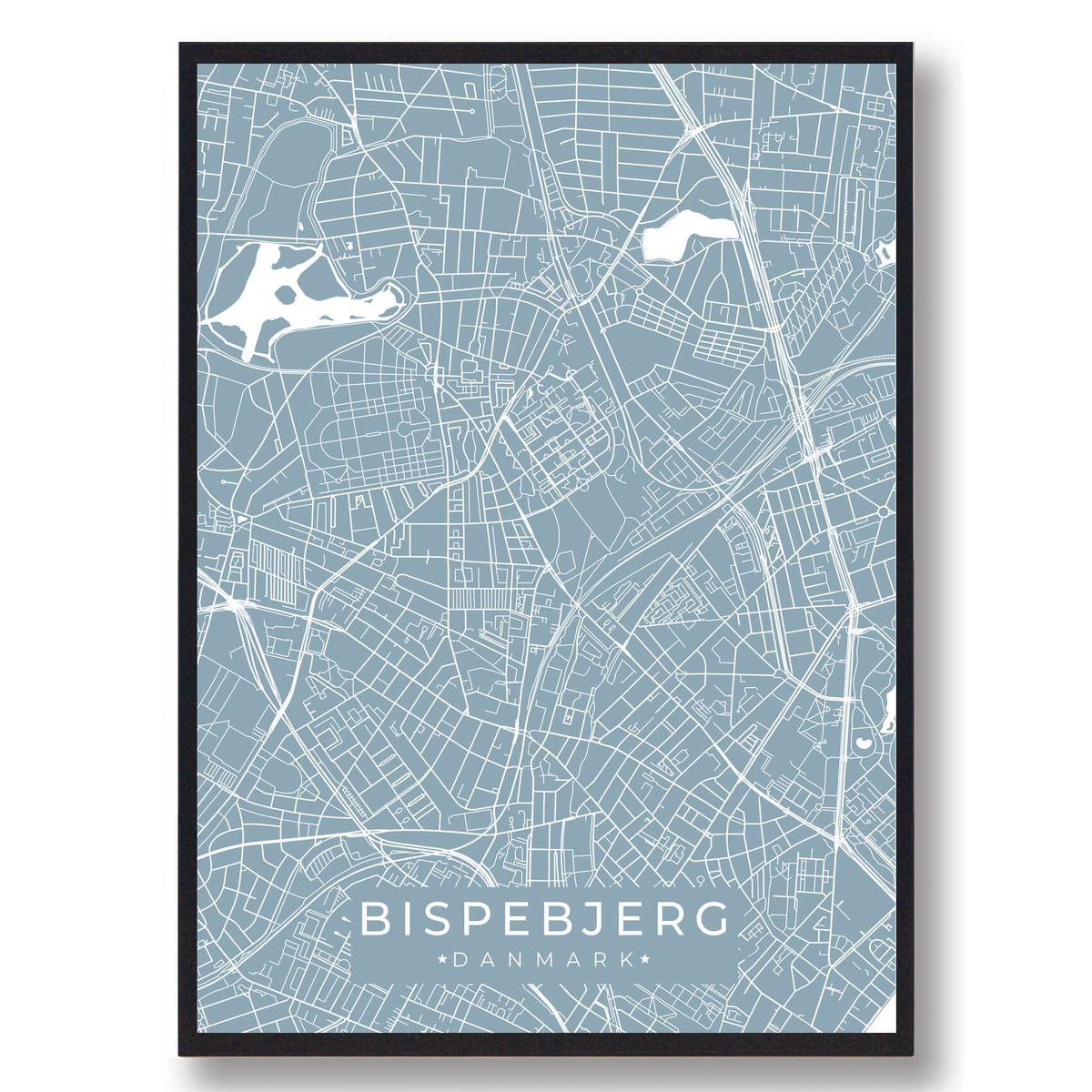 Bispebjerg byplakat - lyseblå (Størrelse: L - 50x70cm (B2))