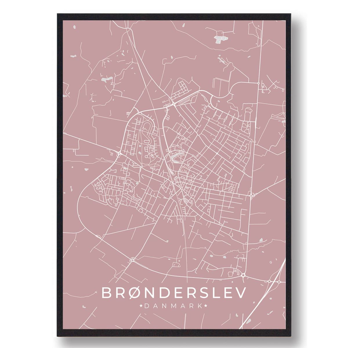 Brønderslev plakat - rosa (Størrelse: L - 50x70cm (B2))