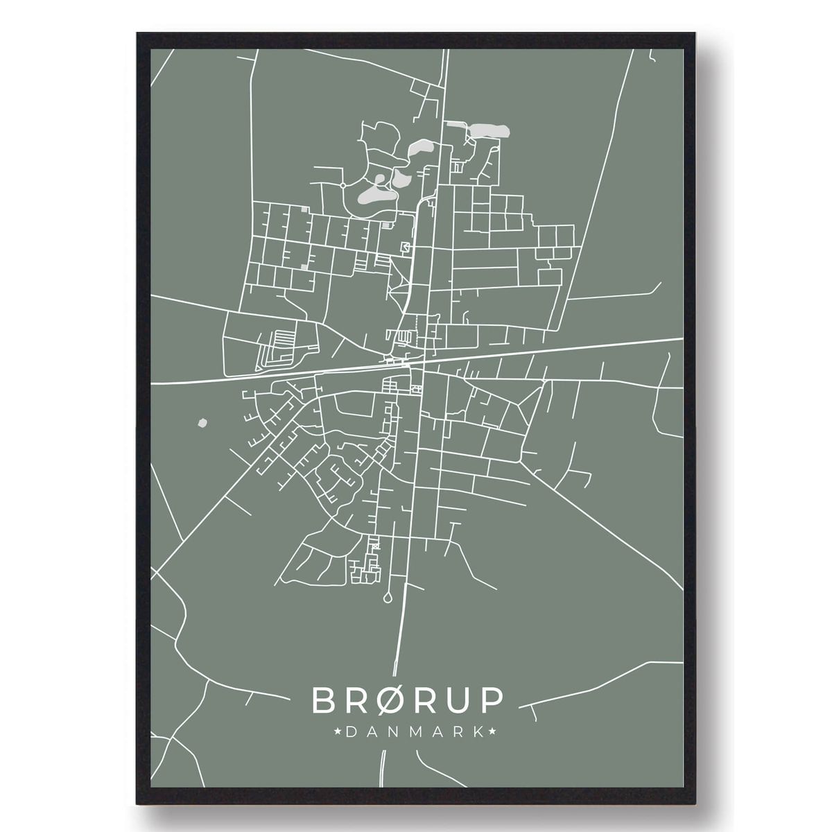 Brørup plakat - grøn (Størrelse: L - 50x70cm (B2))