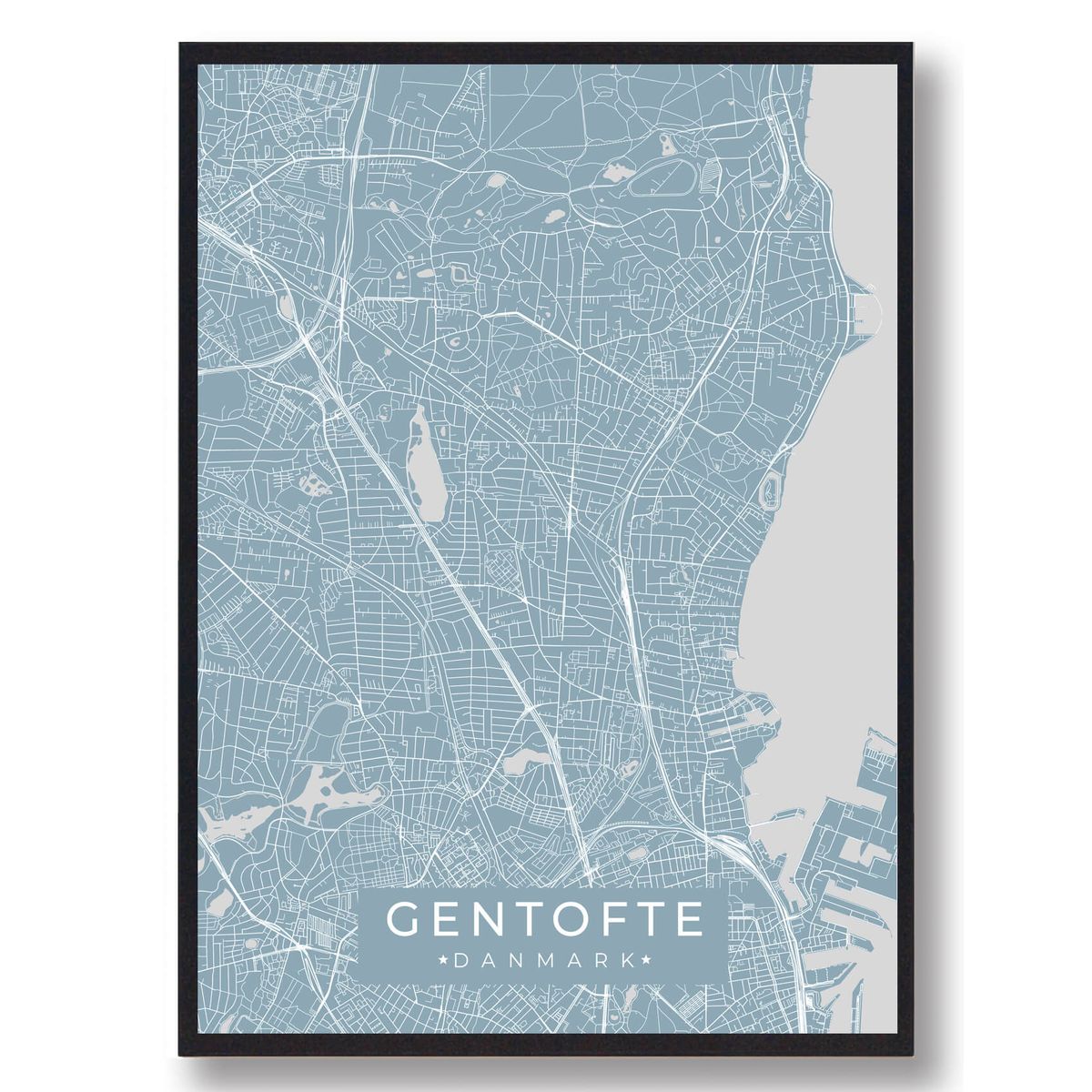 Gentofte plakat - lyseblå (Størrelse: L - 50x70cm (B2))