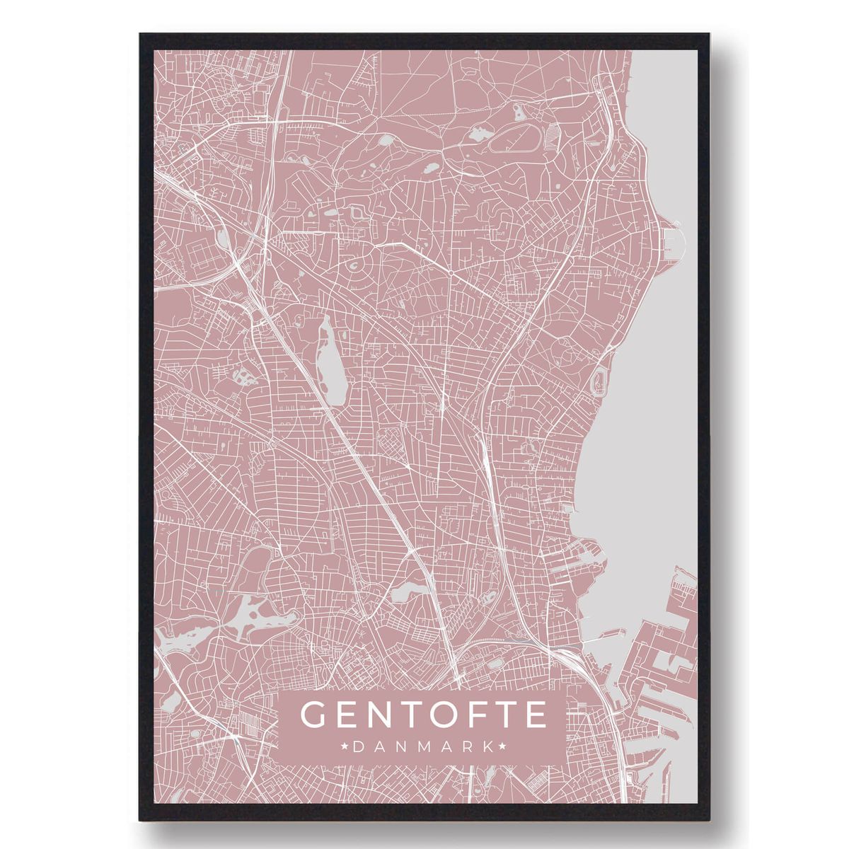 Gentofte plakat - rosa (Størrelse: L - 50x70cm (B2))