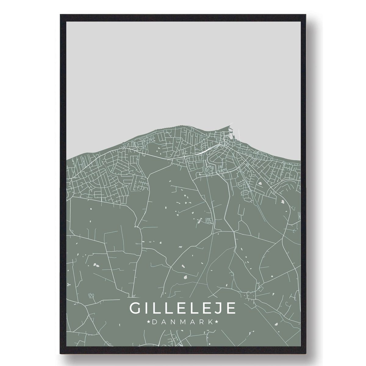 Gilleleje plakat - grøn (Størrelse: L - 50x70cm (B2))