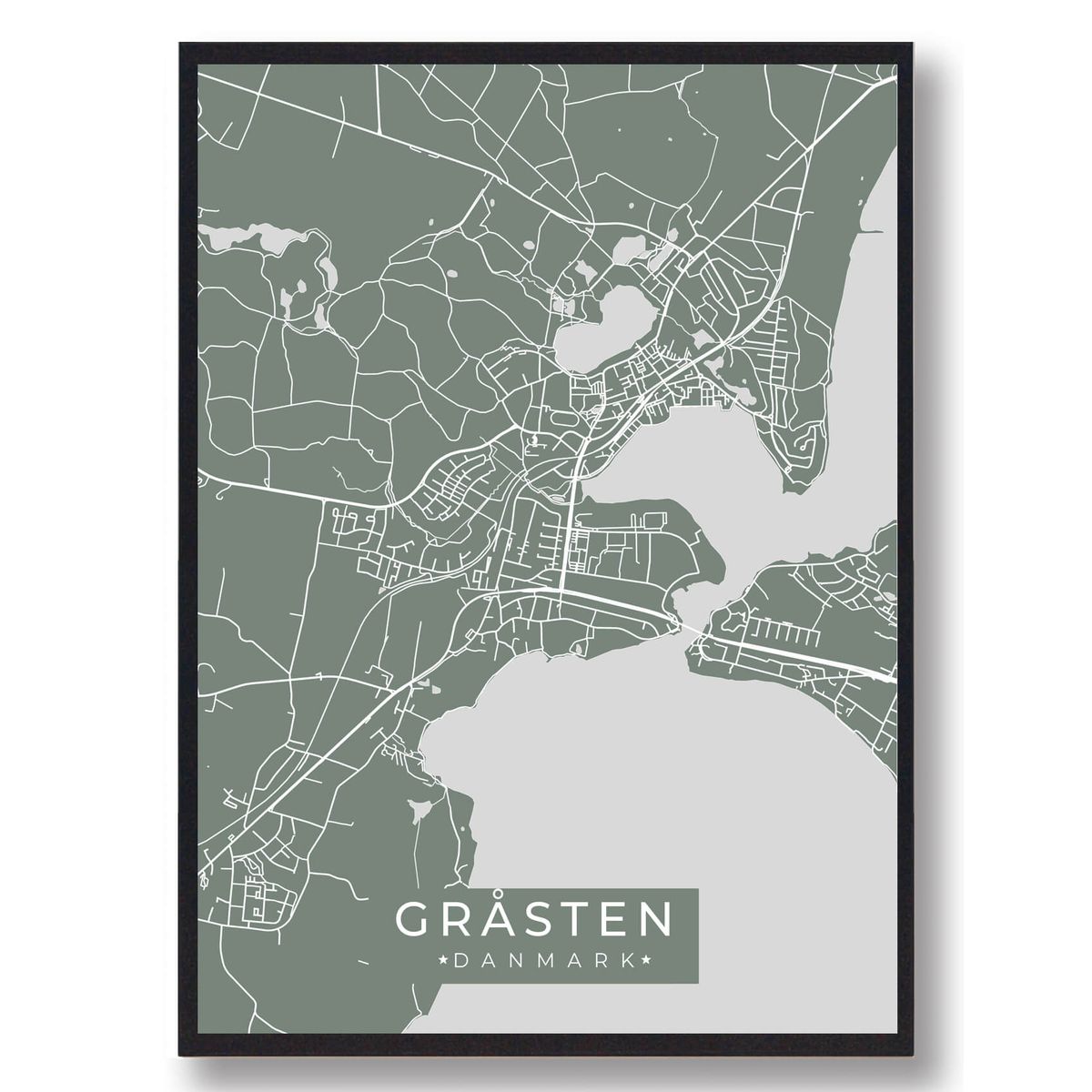 Gråsten plakat - grøn (Størrelse: L - 50x70cm (B2))