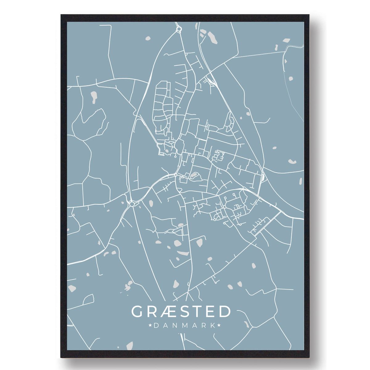 Græsted plakat - lyseblå (Størrelse: L - 50x70cm (B2))