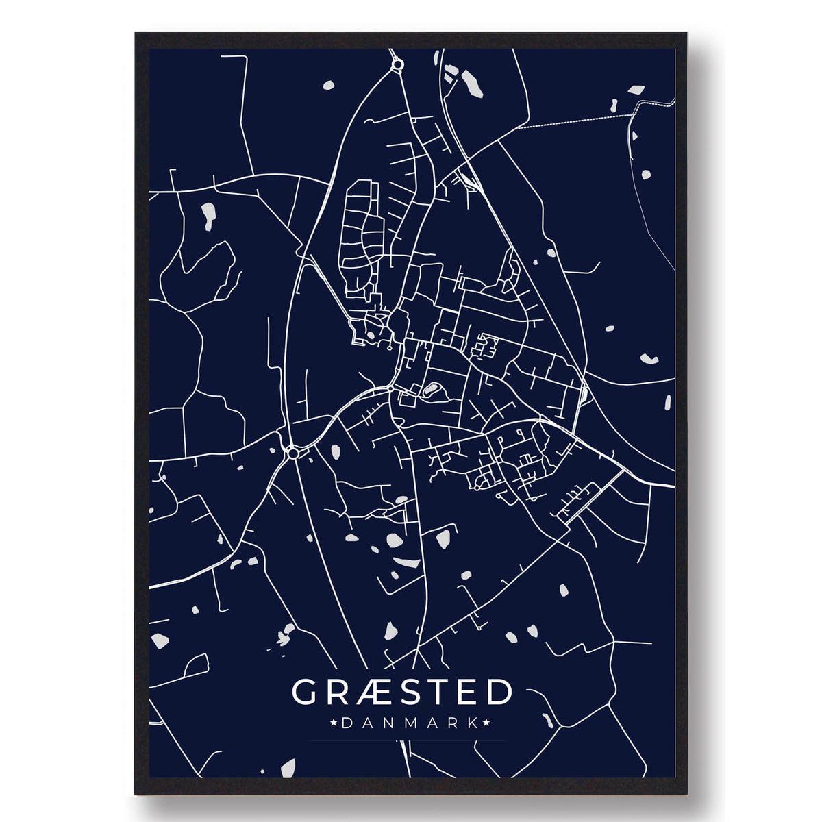 Græsted plakat - mørkeblå (Størrelse: L - 50x70cm (B2))