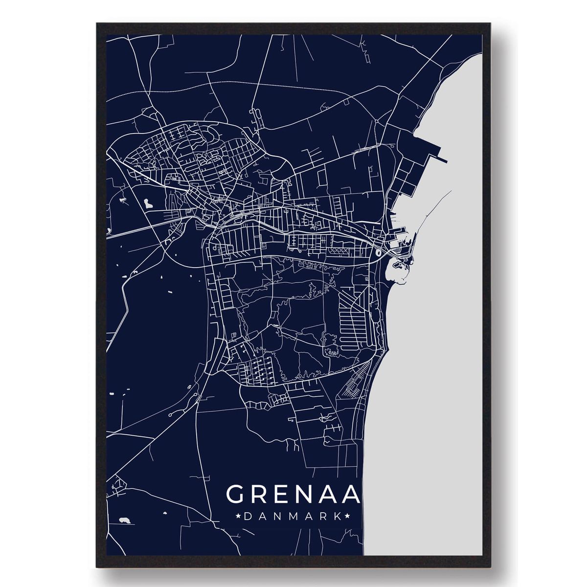 Grenaa plakat - mørkeblå (Størrelse: L - 50x70cm (B2))