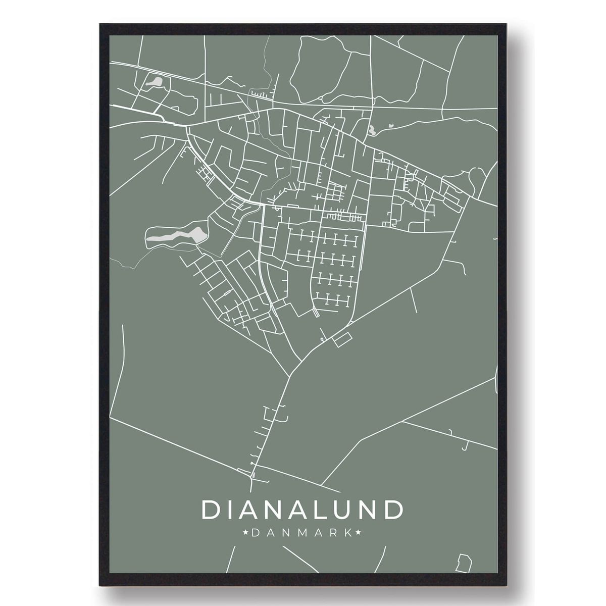 Dianalund plakat - grøn (Størrelse: L - 50x70cm (B2))