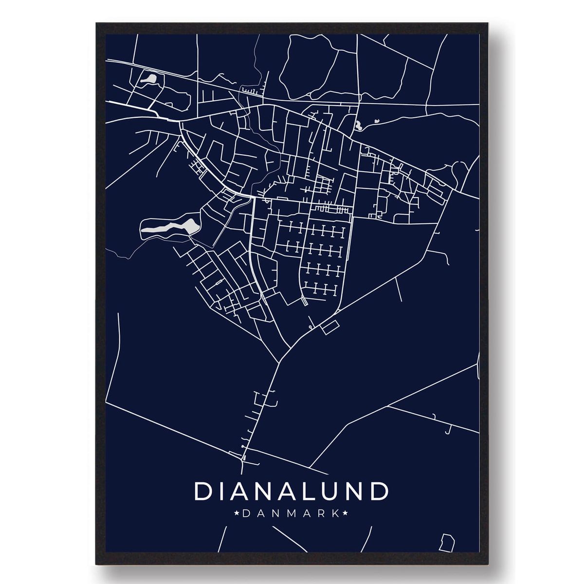 Dianalund plakat - mørkeblå (Størrelse: L - 50x70cm (B2))