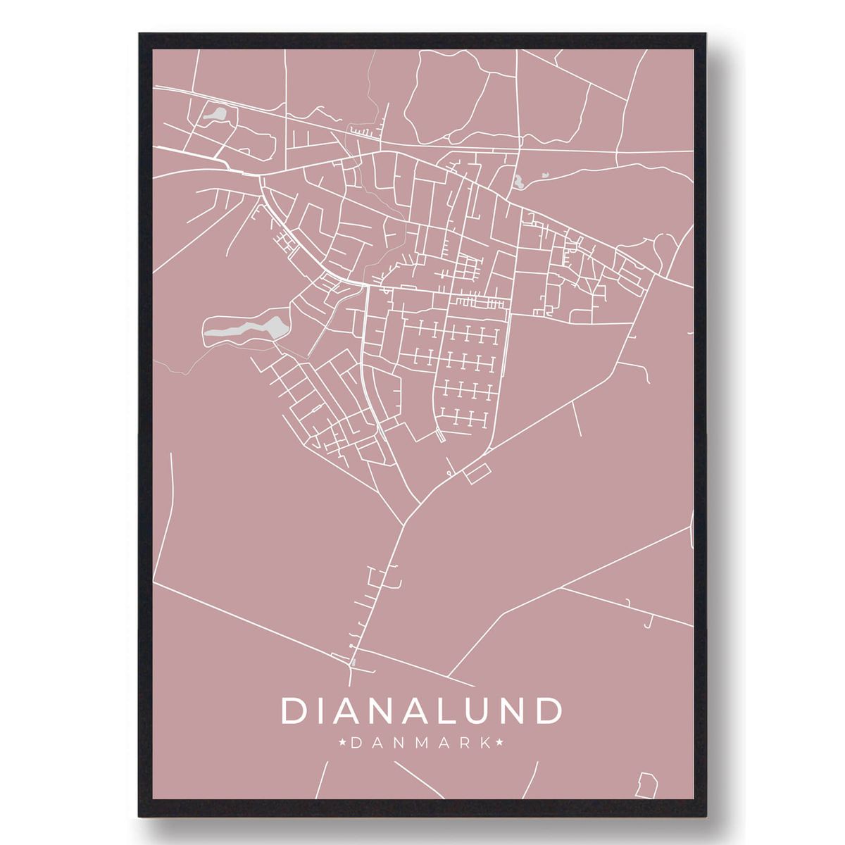 Dianalund plakat - rosa (Størrelse: L - 50x70cm (B2))