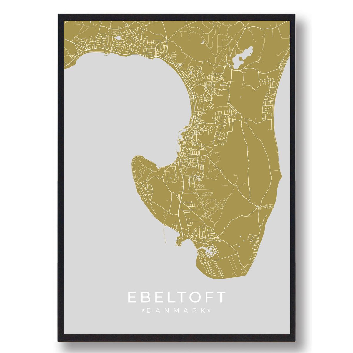 Ebeltoft plakat - gul (Størrelse: L - 50x70cm (B2))