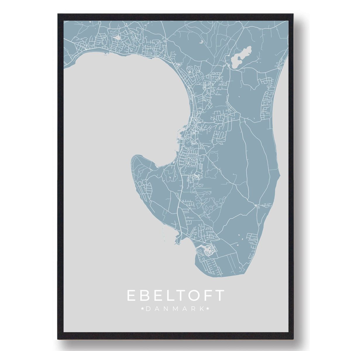 Ebeltoft plakat - lyseblå (Størrelse: L - 50x70cm (B2))