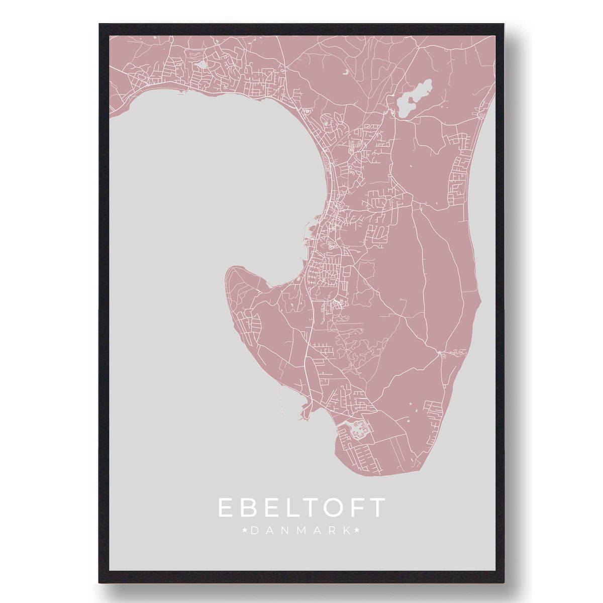 Ebeltoft plakat - lyserød (Størrelse: L - 50x70cm (B2))