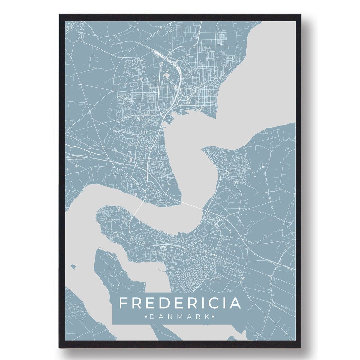 Fredericia plakat - lyseblå (Størrelse: L - 50x70cm (B2))