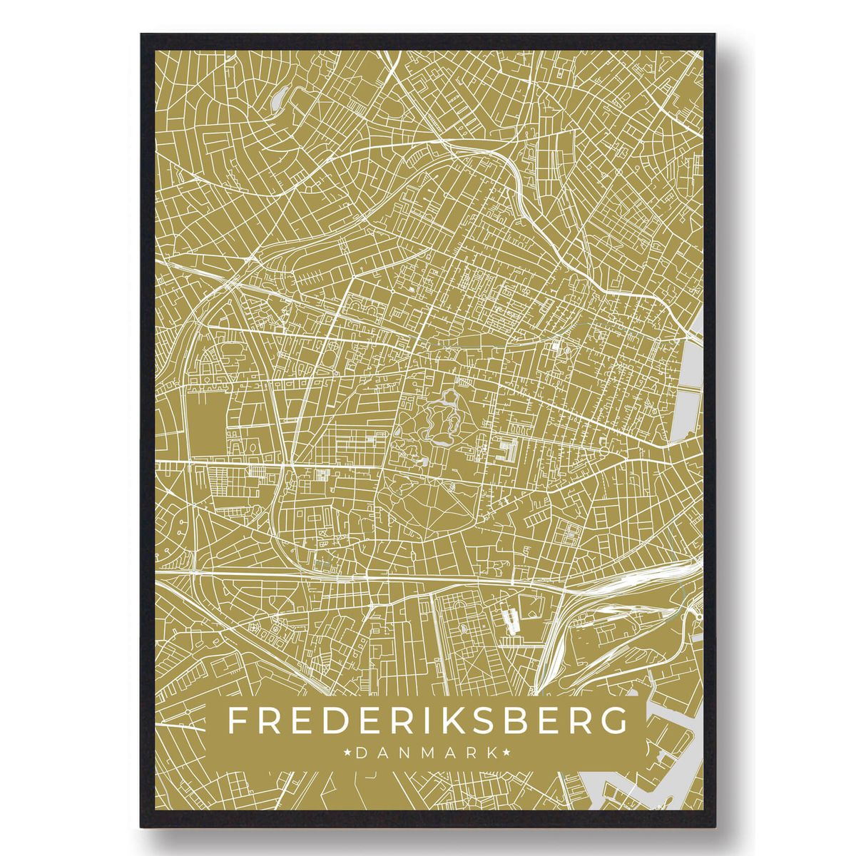 Frederiksberg byplakat - gul (Størrelse: L - 50x70cm (B2))