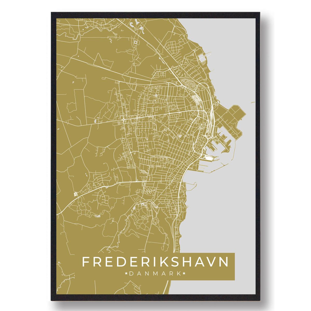 Frederikshavn plakat - gul (Størrelse: L - 50x70cm (B2))