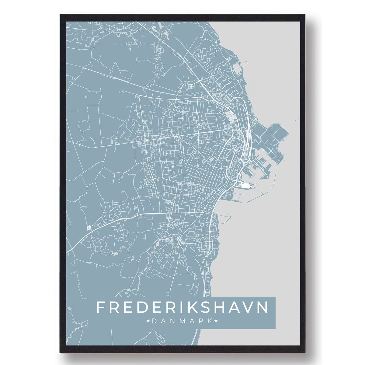 Frederikshavn plakat - lyseblå (Størrelse: L - 50x70cm (B2))