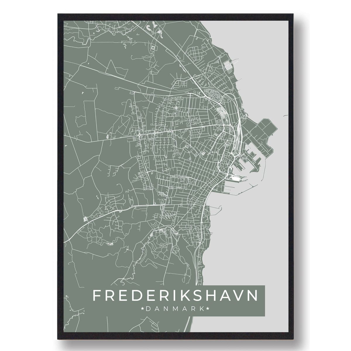 Frederikshavn plakat - grøn (Størrelse: L - 50x70cm (B2))