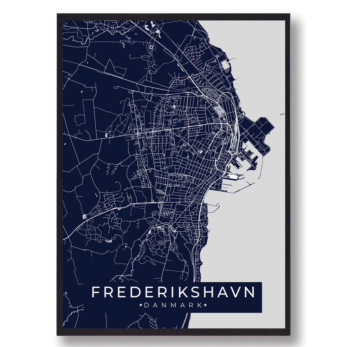 Frederikshavn plakat - mørkeblå (Størrelse: L - 50x70cm (B2))