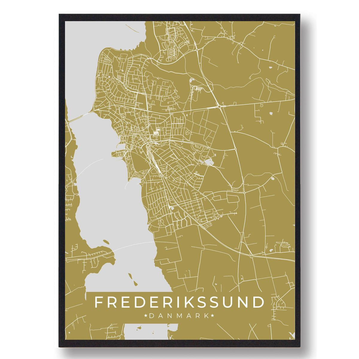 Frederikssund plakat - gul (Størrelse: L - 50x70cm (B2))