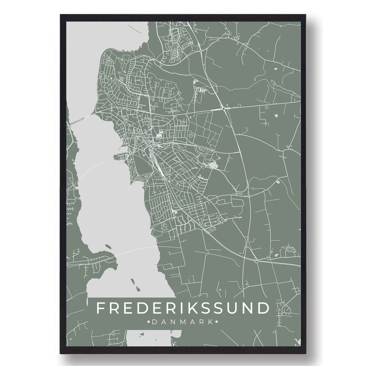 Frederikssund plakat - grøn (Størrelse: L - 50x70cm (B2))