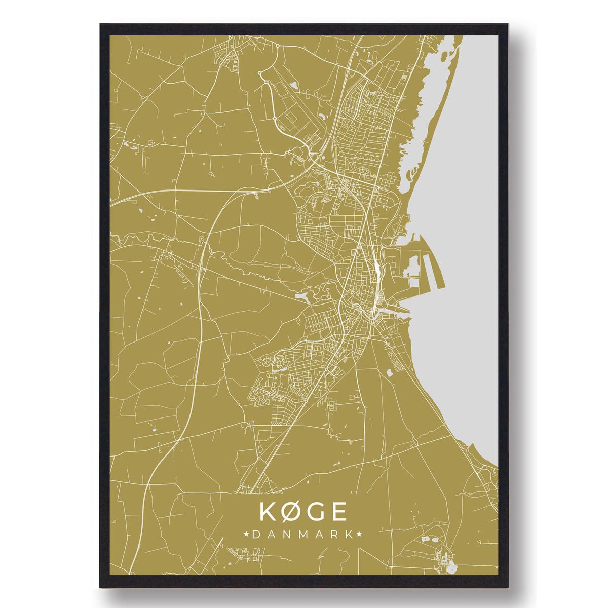 Køge plakat - gul (Størrelse: L - 50x70cm (B2))