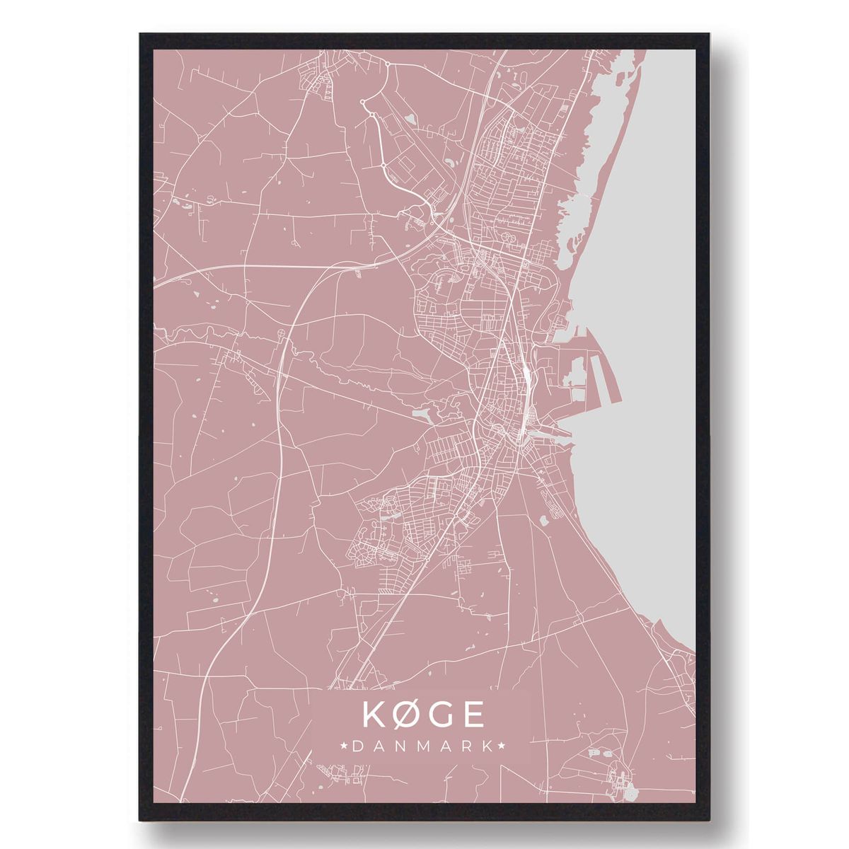 Køge plakat - rosa (Størrelse: L - 50x70cm (B2))