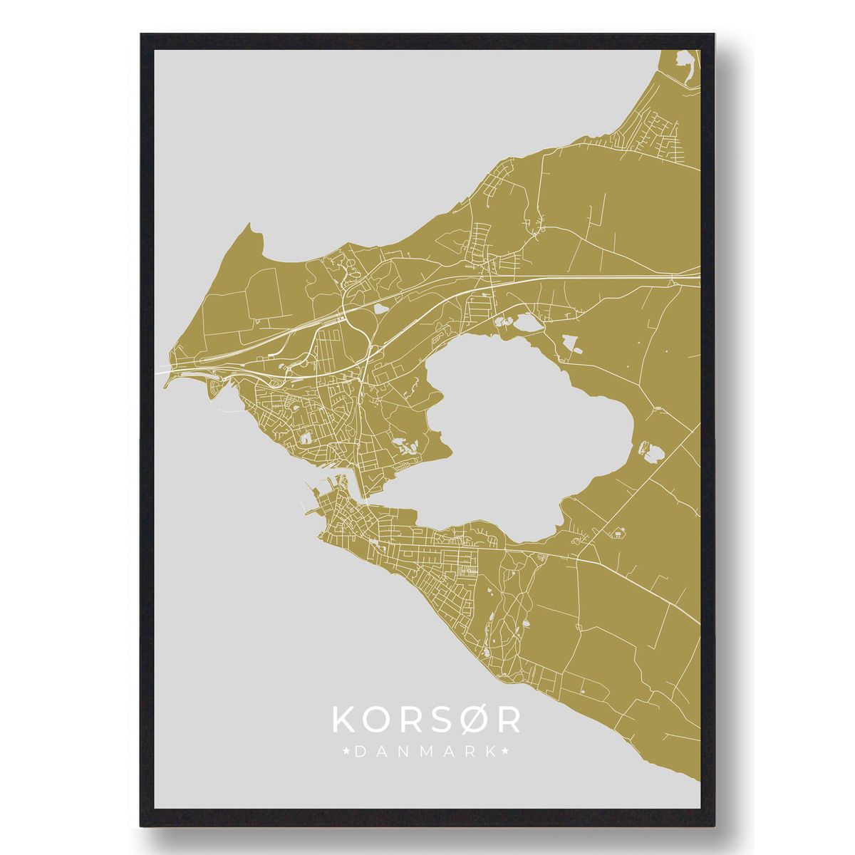 Korsør plakat - gul (Størrelse: L - 50x70cm (B2))